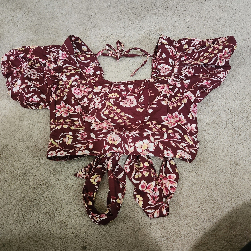 Marshalls Floral Burgundy Crop Top
